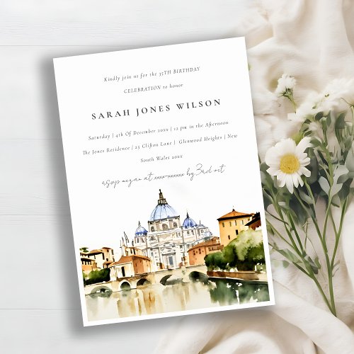 Vatican Dome Rome Italy Landscape Birthday Party Invitation