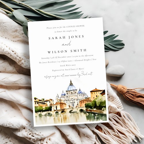 Vatican Dome Rome Italy Landscape Couples Shower Invitation