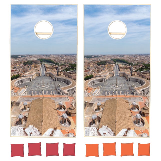 Vatican, Italy: St. Peter's Square aerial view Cornhole Set (Set)