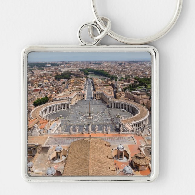 Vatican, Italy: St. Peter's Square aerial view Keychain (Front)