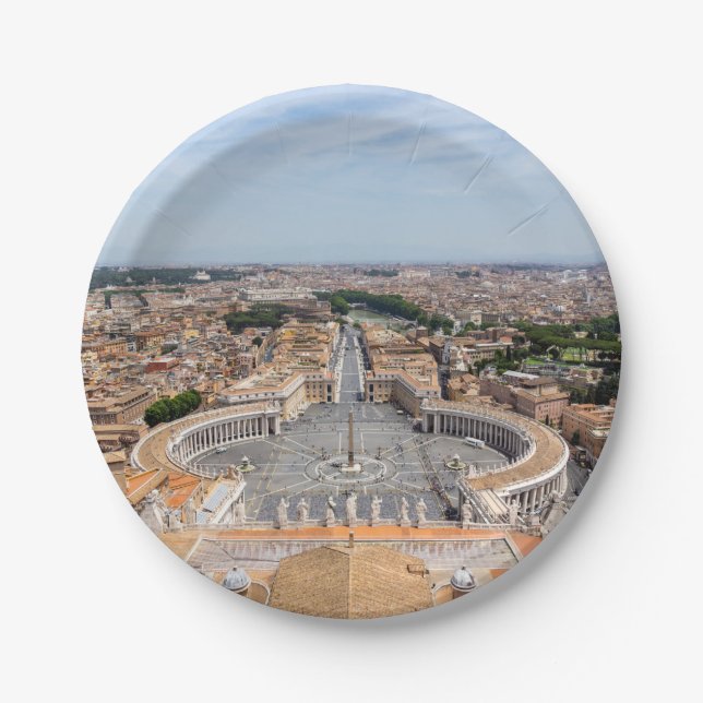 Vatican, Italy: St. Peter's Square aerial view Paper Plates (Front)