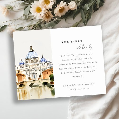 Vatican Rome Italy Landscape Wedding Details Enclosure Card