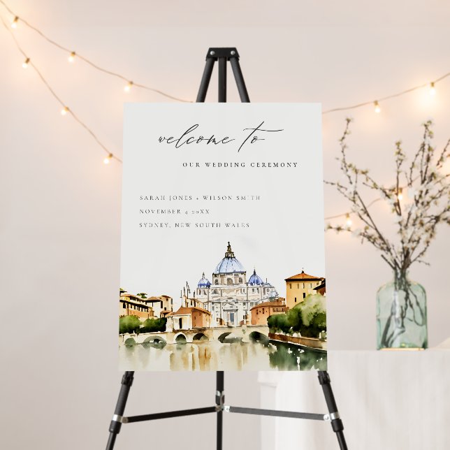 Vatican Rome Italy Landscape Wedding Welcome Foam Board (In Situ (Stand))