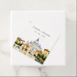 Vatican Rome Italy Watercolor Landscape Wedding Favor Tags<br><div class="desc">Rome Italy Watercolor Landscape Theme Collection.- it's an elegant script watercolor Illustration of Saint Peter's Basilica and Sant'Angelo bridge, Tiber river, Rome Italy landscape, perfect for your Italian destination wedding & parties. It’s very easy to customize, with your personal details. If you need any other matching product or customization, kindly...</div>