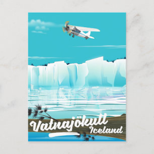 Vatnajökull iceland travel poster postcard