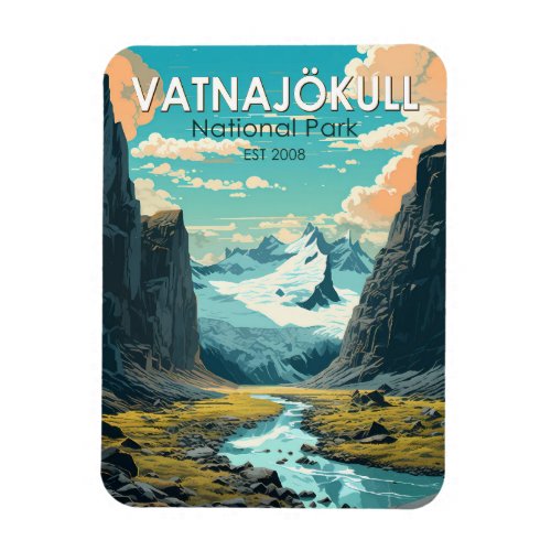 Vatnajokull National Park Iceland Travel Vintage Magnet