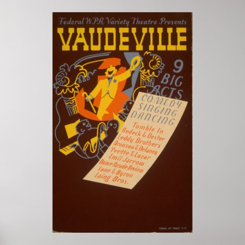 Vaudeville WPA Vintage Theatre Poster