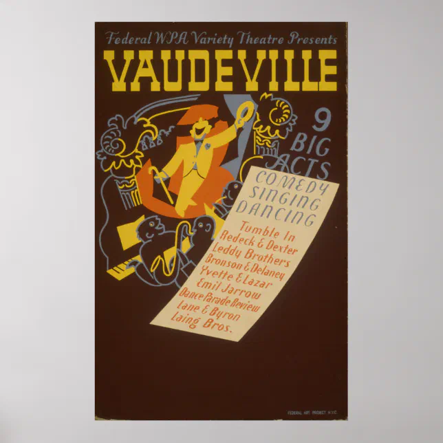 Vaudeville WPA Vintage Theatre Poster | Zazzle