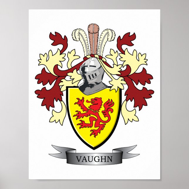Vaughn Family Crest Coat of Arms Poster (Front)