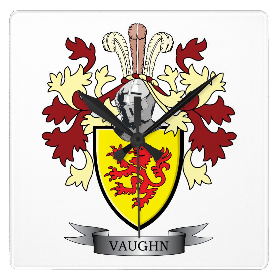 Vaughn Family Crest Coat of Arms Square Wall Clock | Zazzle