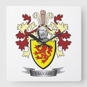 Vaughn Family Crest Coat of Arms Square Wall Clock
