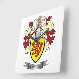 Vaughn Family Crest Coat of Arms Square Wall Clock | Zazzle