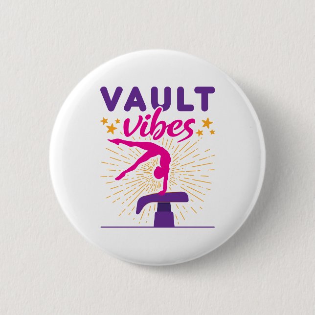 Vault Vibes Gymnastics Gymnast Girls Button (Front)