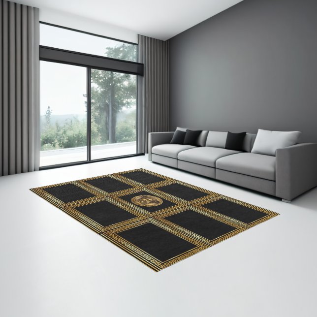 Vaulted Greek Key Panel with Medusa Designer Rug (Insitu (Indoor 3))