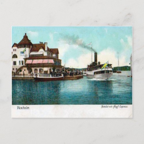 Vaxholm Sweden Tourist steamer Postcard