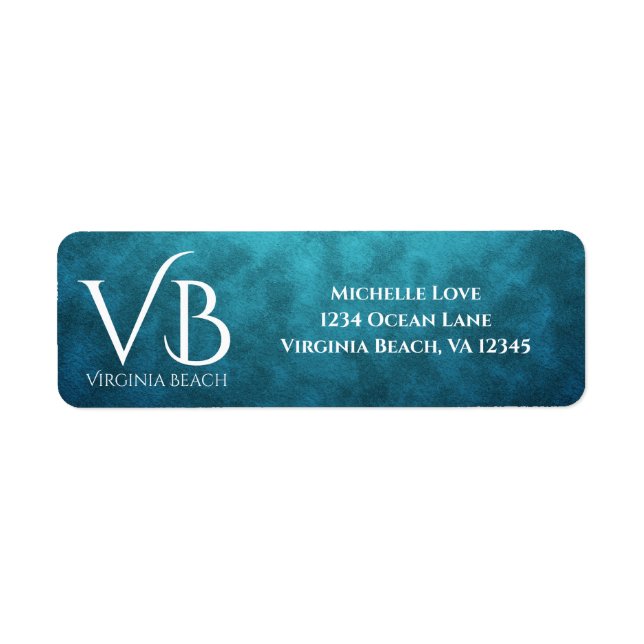 VB Virginia Beach on Blue Water Background Address Label (Front)