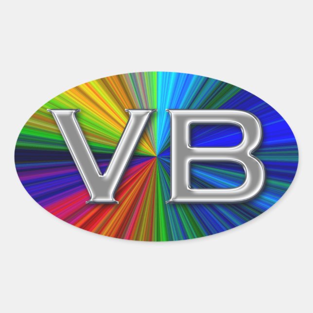VB Virginia Beach Psychodelic Colors Oval Logo Sticker (Front)
