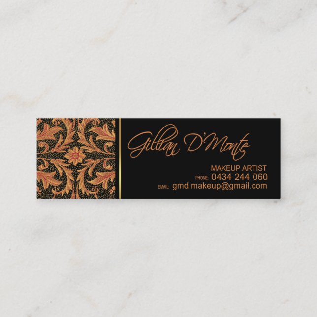 V'Baroque Professional Makeup Artist (Skinny) Mini Business Card (Front)