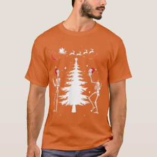 VbLk Dancing Skeleton Christmas Pajama Merry Xmas T-Shirt