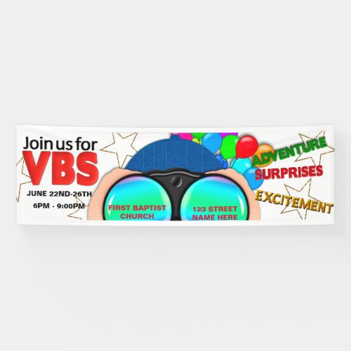 VBS Advertise Banner Binoculars Colorful Text Banner