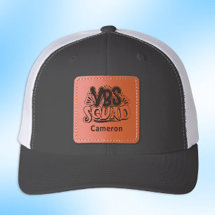 VBS Squad Vacation Bible School Staff Name Leather Patch Hat