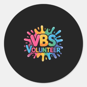 Vbs volunteer tie dye colorful vacation bible classic round sticker