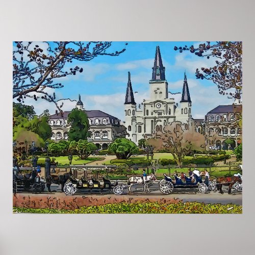 VCathedral Jackson Square  New Orleans Poster