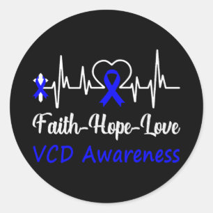Vcd Awareness Heartbeat Christian Cross Faith Hope Classic Round Sticker