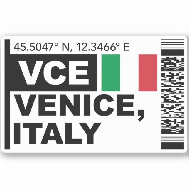 VCE Venice Boarding Pass - Italy Travel Sticker (Front)