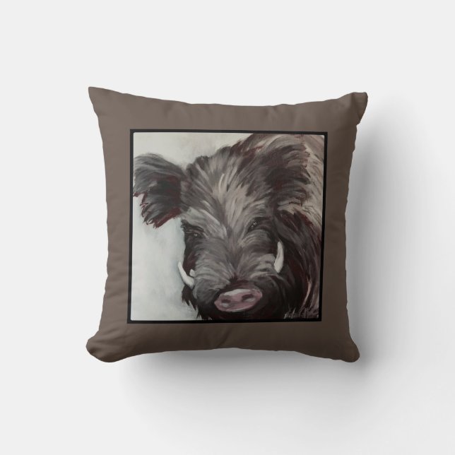 VCollierArt Original Hog Razorback Throw Pillow (Front)
