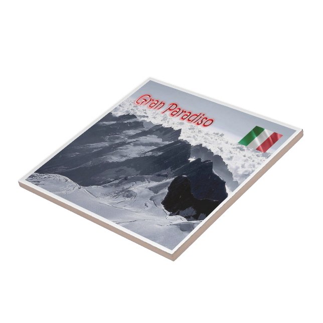 VDA035 GRAN PARADISO, the Peaks, Italy, Ceramic Tile (Side)