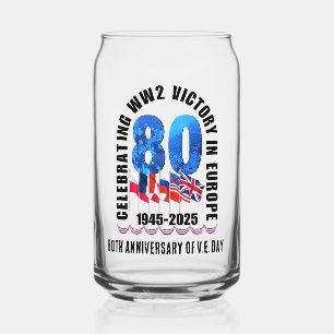 VE DAY 80th Anniversary Victory in Europe WW2 Can Glass