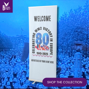 VE DAY 80th Anniversary Victory in Europe WW2 Retractable Banner