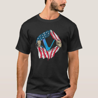 Vechain Crypto Patriotic US Flag Vet Hero Hodl T-Shirt