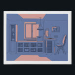 vector 3D illustration, living room Faux Canvas Print<br><div class="desc">vector 3D illustration / living room in simple colors / interior / anime background style / manga style</div>