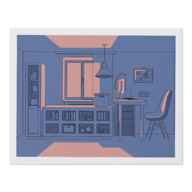 vector 3D illustration, living room Faux Canvas Print (Front)