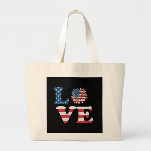 Vector 4th july american independence day  large tote bag