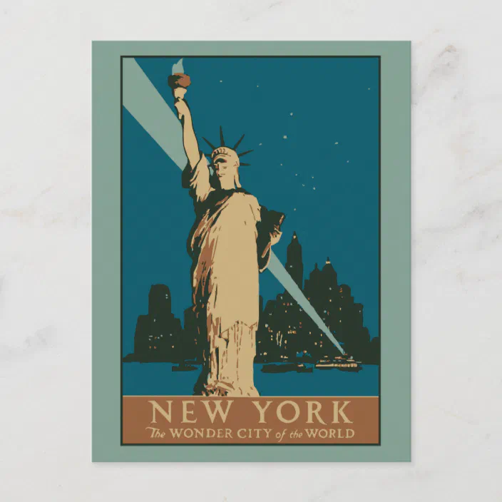 New York Wonder City Vintage United States Travel Advertisement Art Poster 