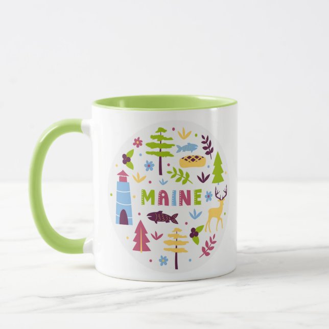 Vector Art Maine Theme State Symbols Mug (Left)