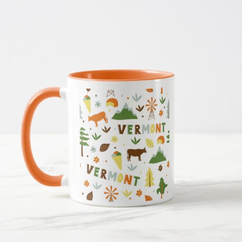 Vector Art Vermont Theme State Symbols Mug