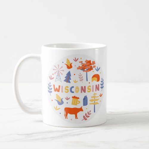 Vector Art Wisconsin Theme State Symbols Coffee Mug