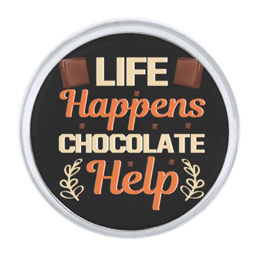 Vector best happy chocolate day design silver finish lapel pin