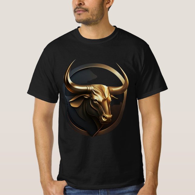  "Vector Bull: Black & Gold Logo" Print T-shirt (Front)