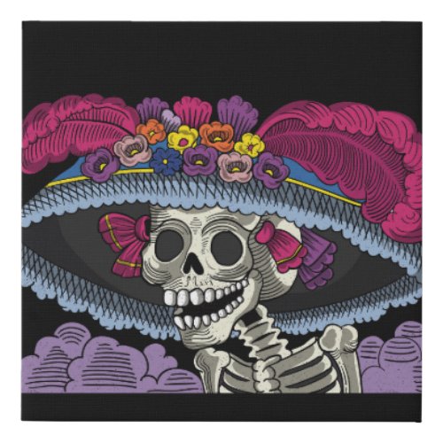 Vector catrina skull mexican faux canvas print