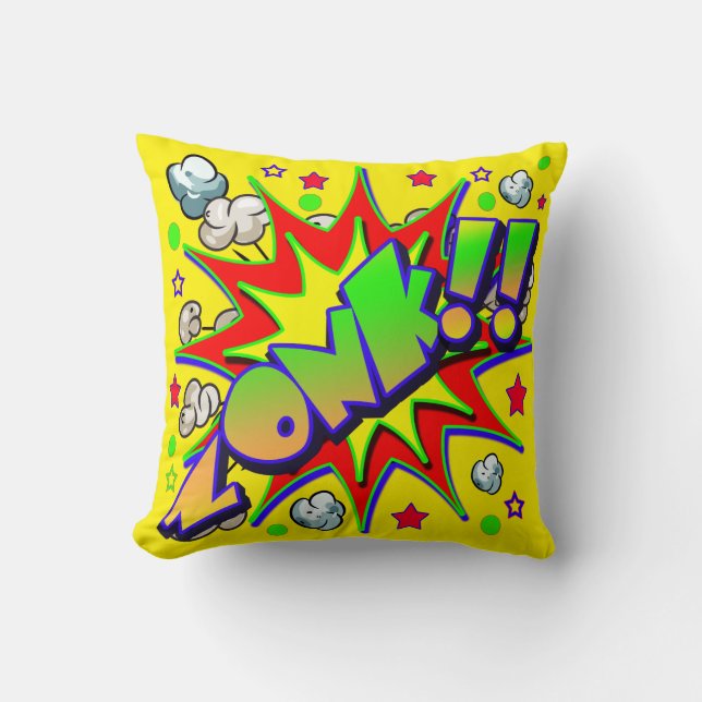 Vector Comic Book ZONK Throw Pillow (Front)