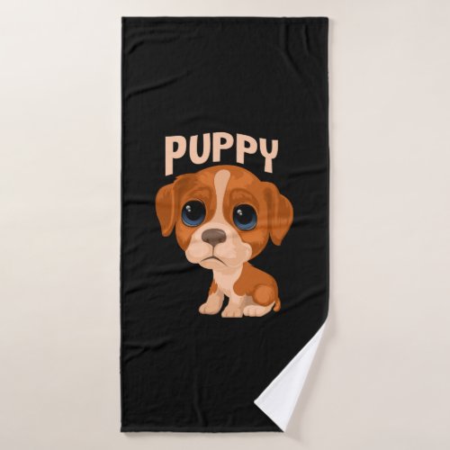 Vector cute funny puppy dog bath towel