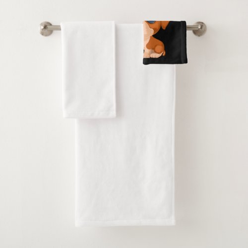 Vector cute funny puppy dog bath towel set