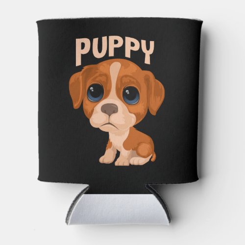 Vector cute funny puppy dog can cooler