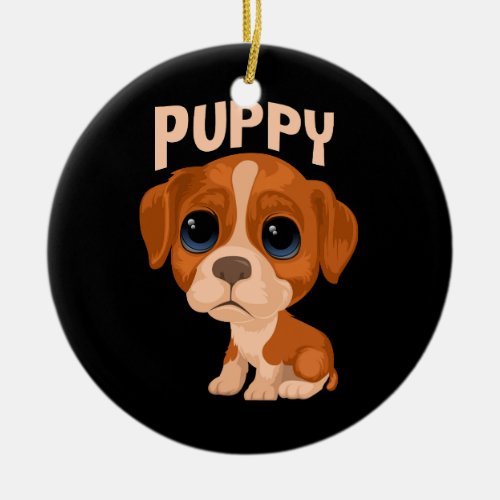 Vector cute funny puppy dog ceramic ornament