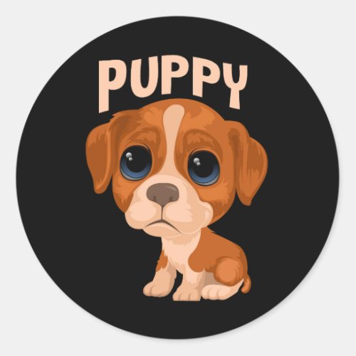 Vector cute funny puppy dog classic round sticker